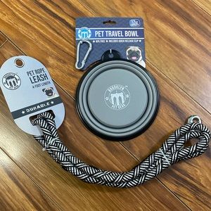 Dog Travel Bowl and and Rope Leash, NWT